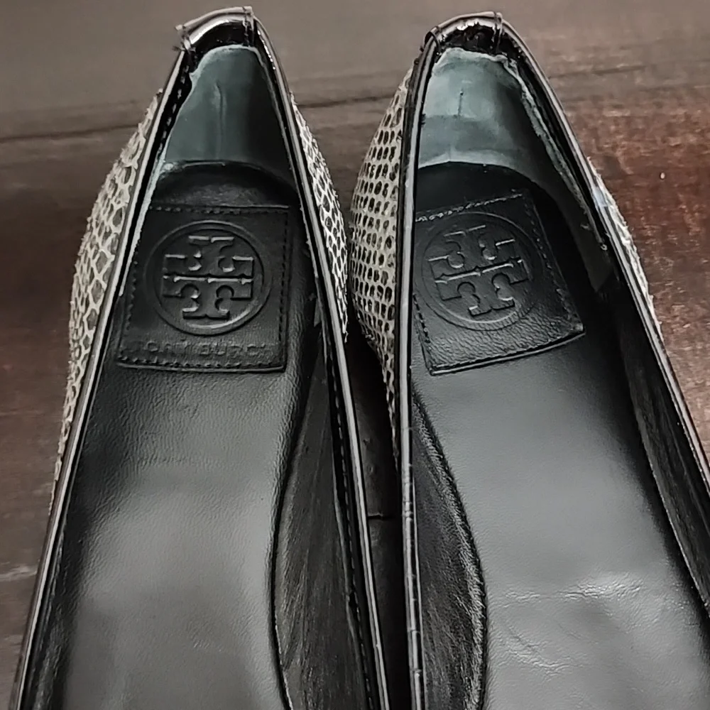 Tory Burch Verbena-Tribal Pitone Snake Skin Classic Ballet Flats Size 7.5M